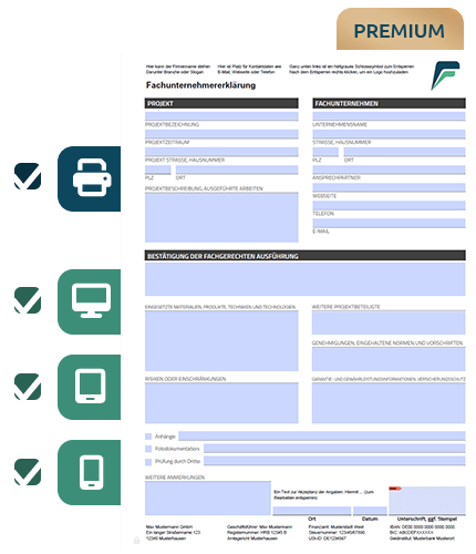 Premium Fachunternehmererklärung