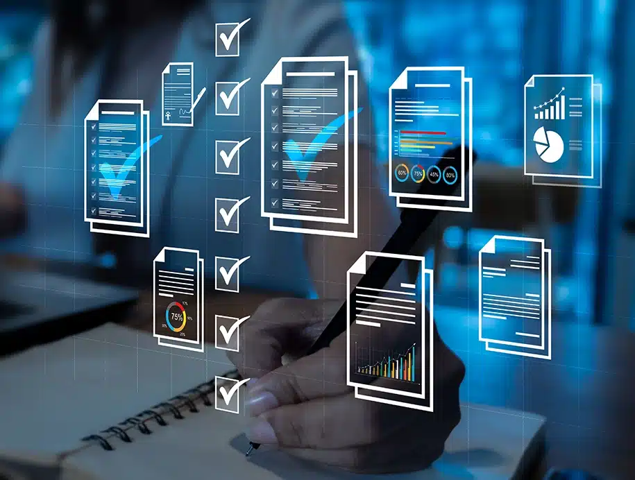 Überprüfung elektronischer Dokumente auf digitalen Dokumenten auf dem virtuellen Bildschirm