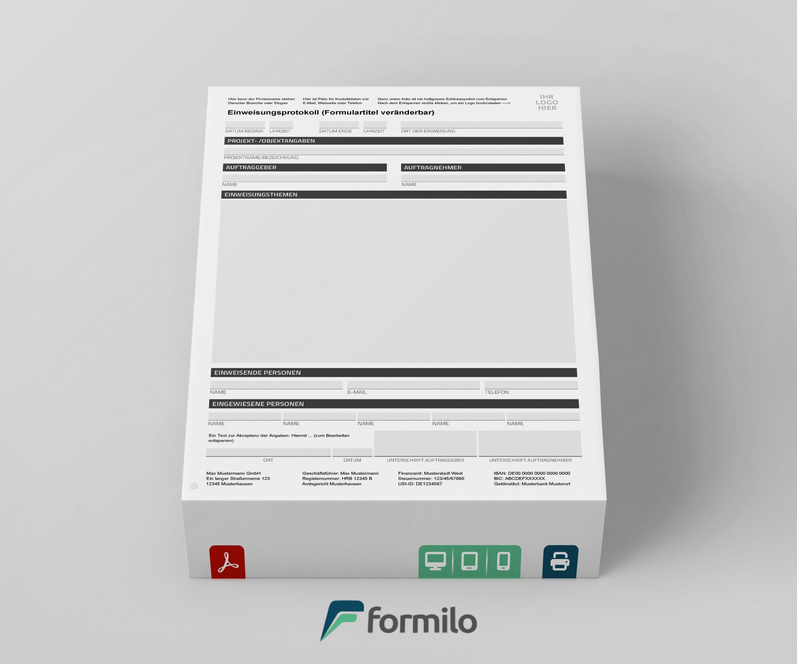 Formilo - Einweisungsprotokoll Vorlage