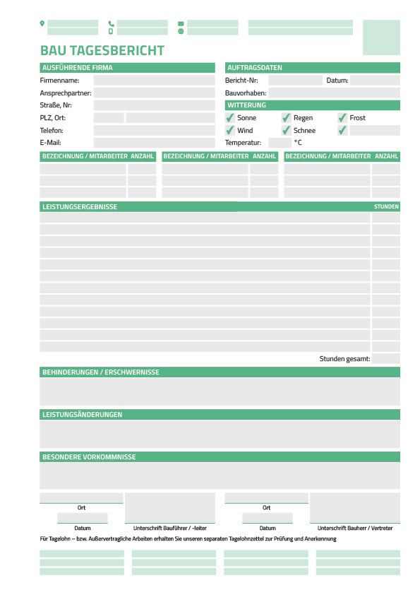Bautagesbericht Beispiel