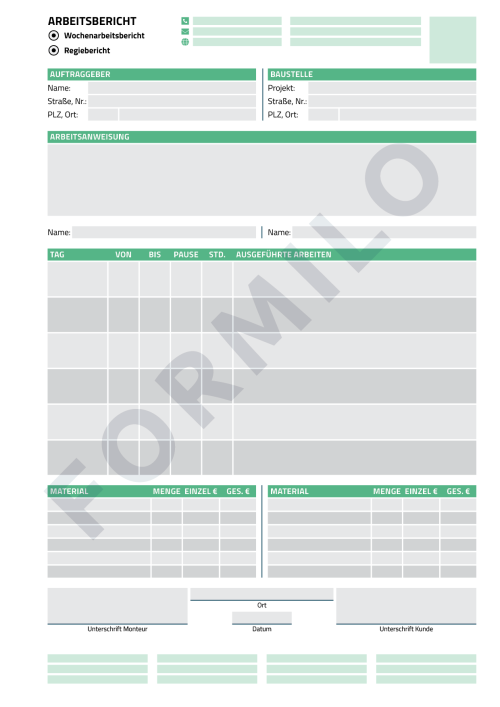 ARBEITSBERICHT BEISPIELVORLAGE 1