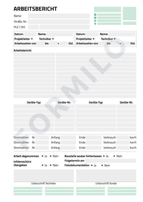 ARBEITSBERICHT BEISPIELVORLAGE 2